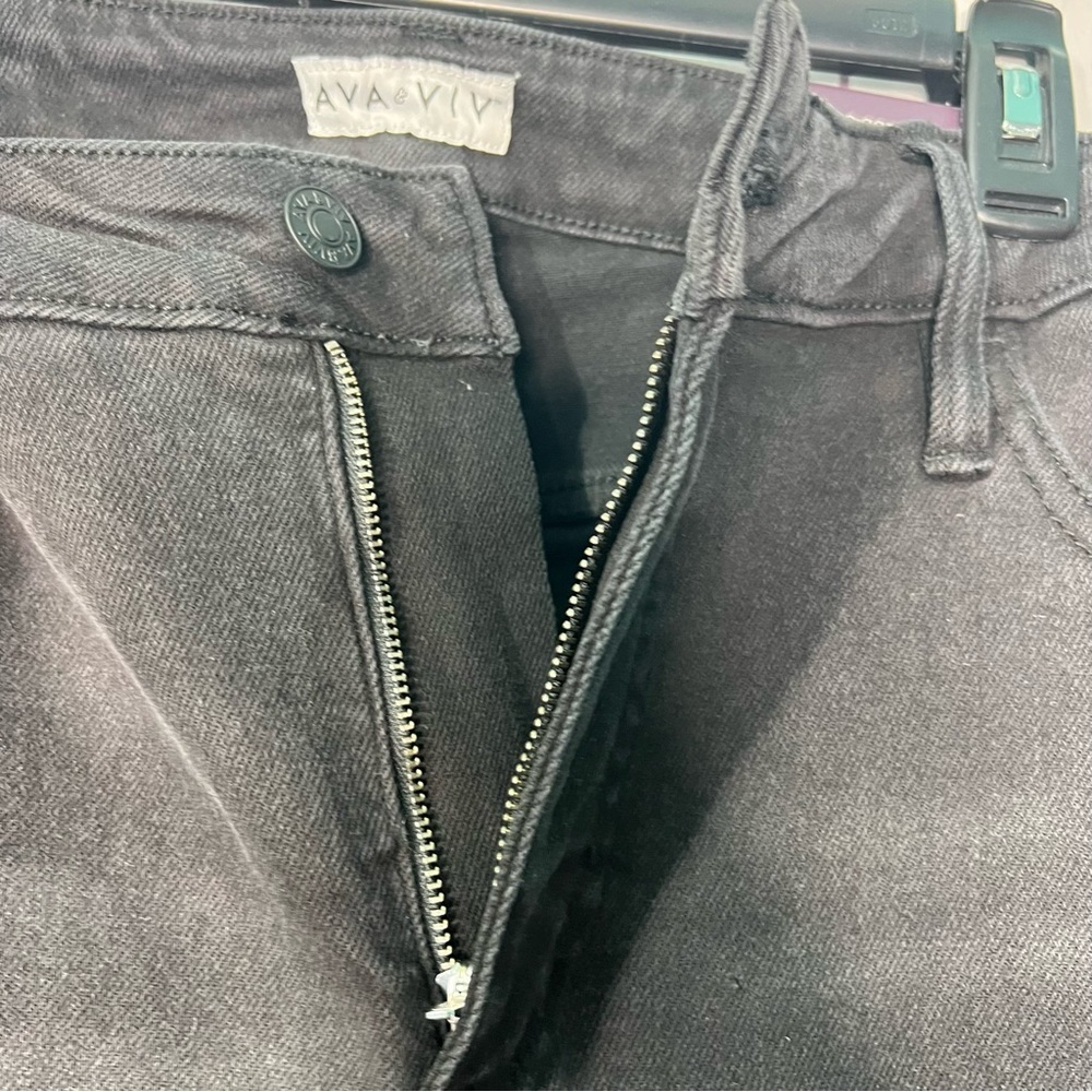 Ava & Viv High Rise Straight Jeans Black Denim Plus Size New 14 24 26 - Picture 6 of 9